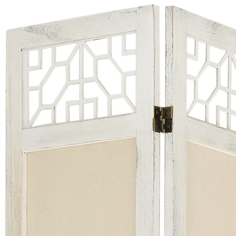 Biombo divisor de 3 paneles de tela color crema 105x165