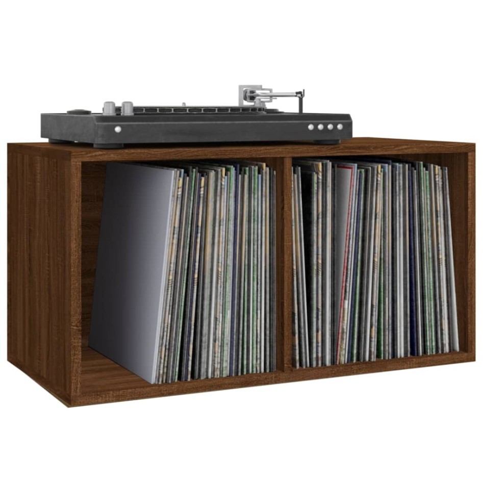 Caja para discos de vinilo contrachapado marrón 71x34x36