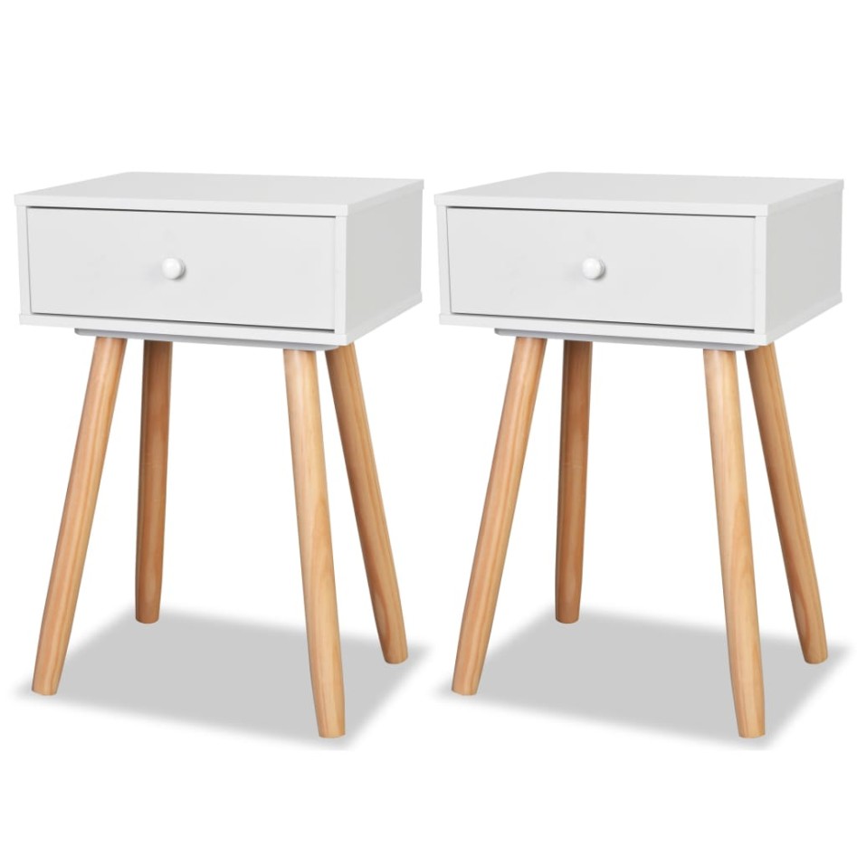 Mesitas de noche 2 uds madera maciza de pino blanco 40x30x61