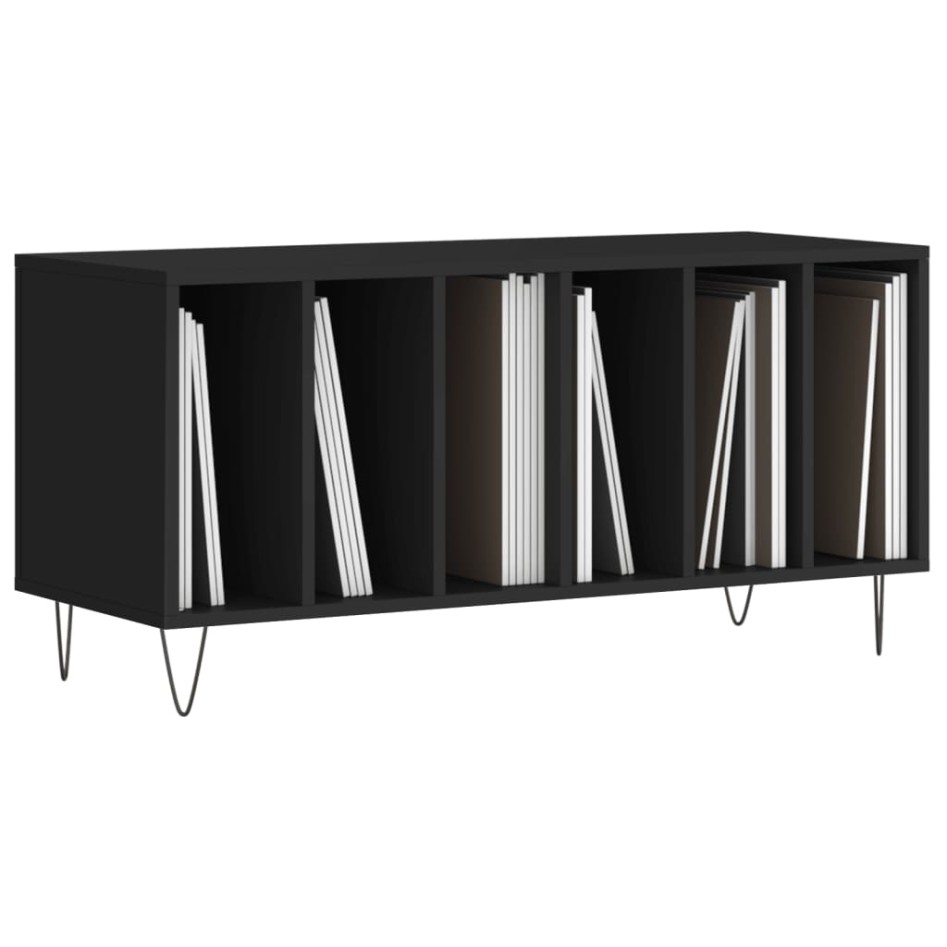 Mueble para discos madera contrachapada negro 100x38x48