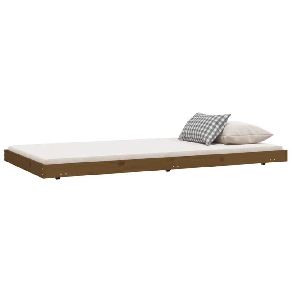 Estructura de cama madera maciza pino marrón miel 90x200