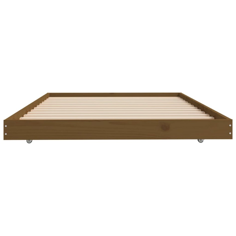 Estructura de cama madera maciza pino marrón miel 90x200