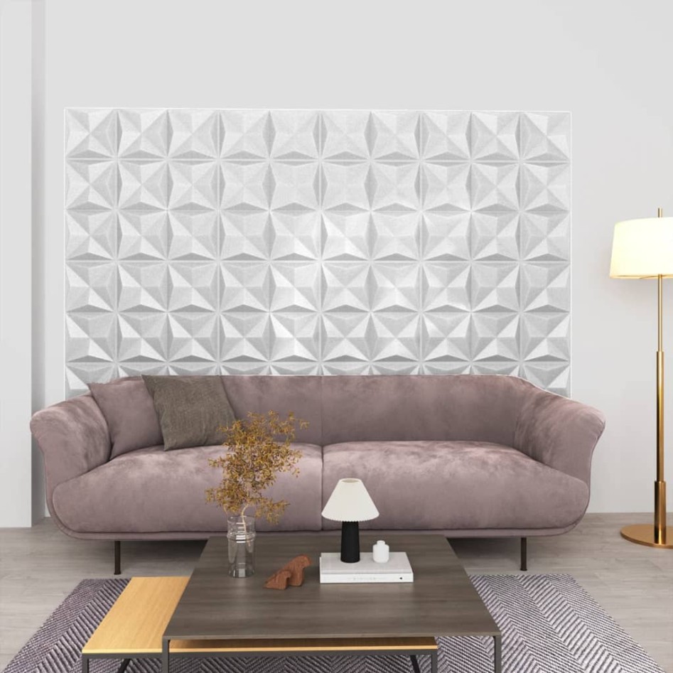 Paneles de pared 3D 24 unidades blanco origami 6 m² 50x50