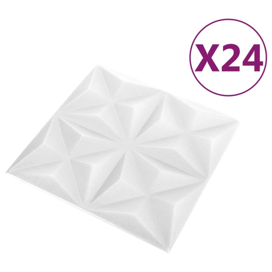 Paneles de pared 3D 24 unidades blanco origami 6 m² 50x50