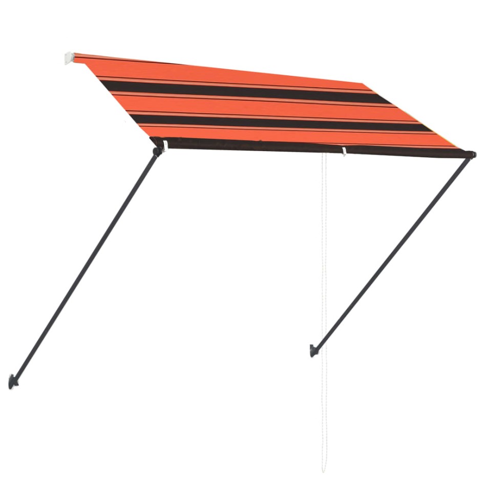 Toldo retráctil con LED naranja y marrón 250x150