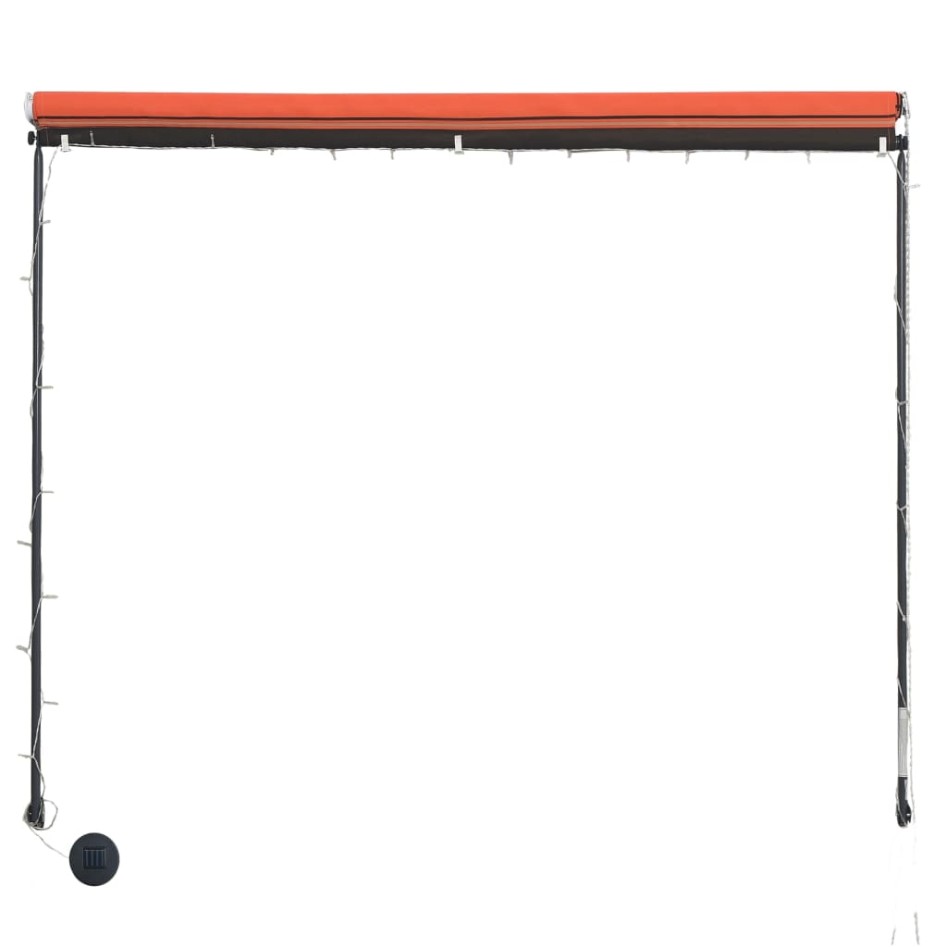 Toldo retráctil con LED naranja y marrón 250x150