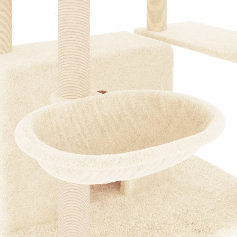 Rascador para gatos con postes de sisal crema 166