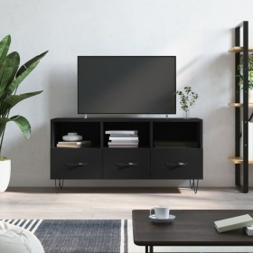 Mueble de TV madera de ingeniería negro 102x36x50