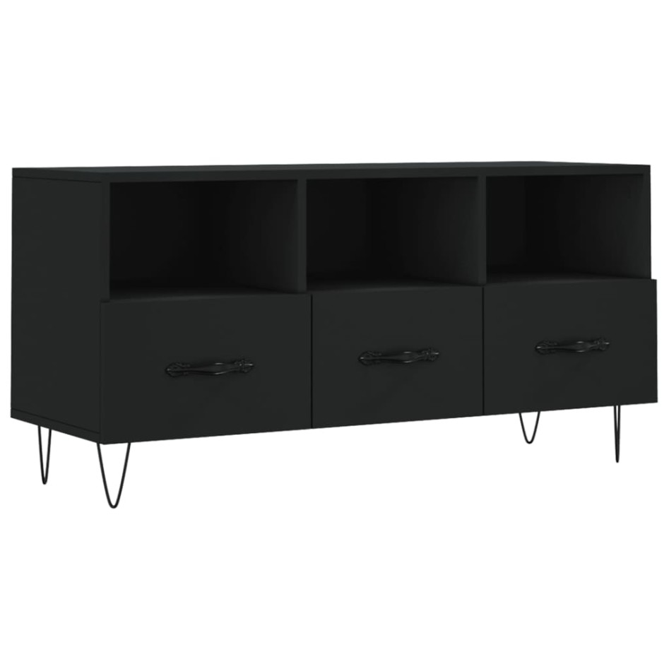 Mueble de TV madera de ingeniería negro 102x36x50