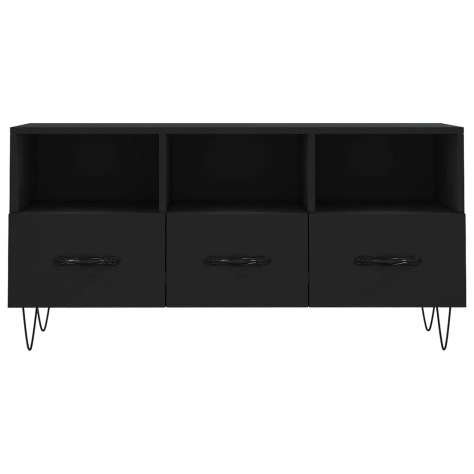 Mueble de TV madera de ingeniería negro 102x36x50