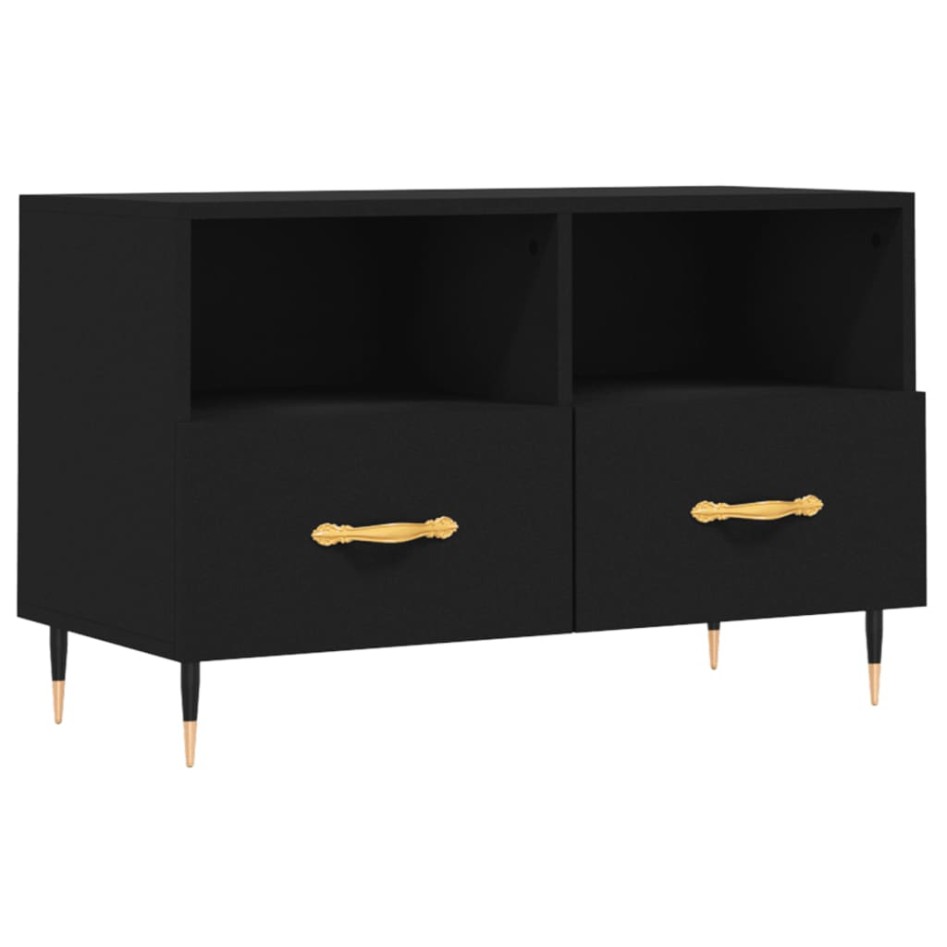 Mueble para TV madera contrachapada negro 80x36x50