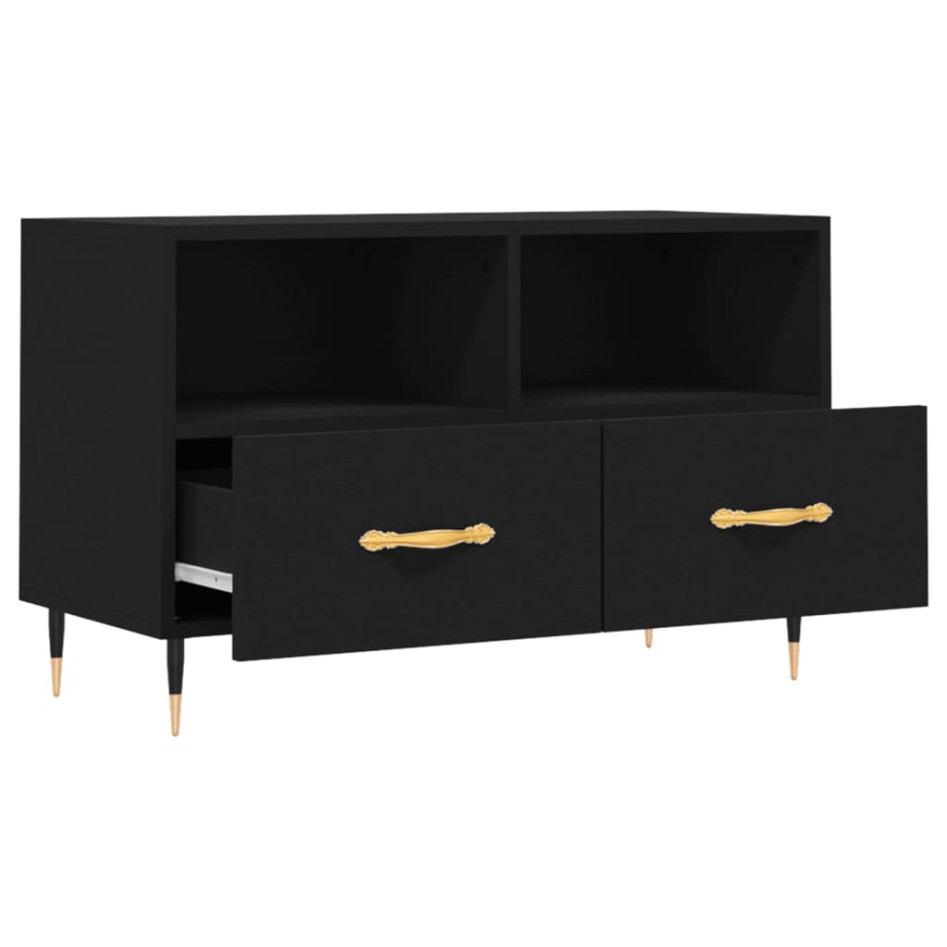 Mueble para TV madera contrachapada negro 80x36x50
