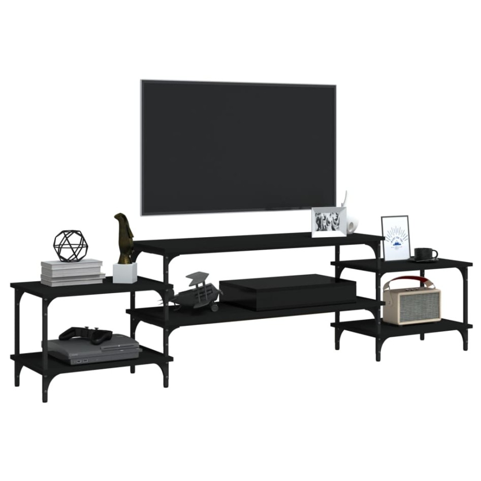 Mueble para TV madera contrachapada negro 197x35x52