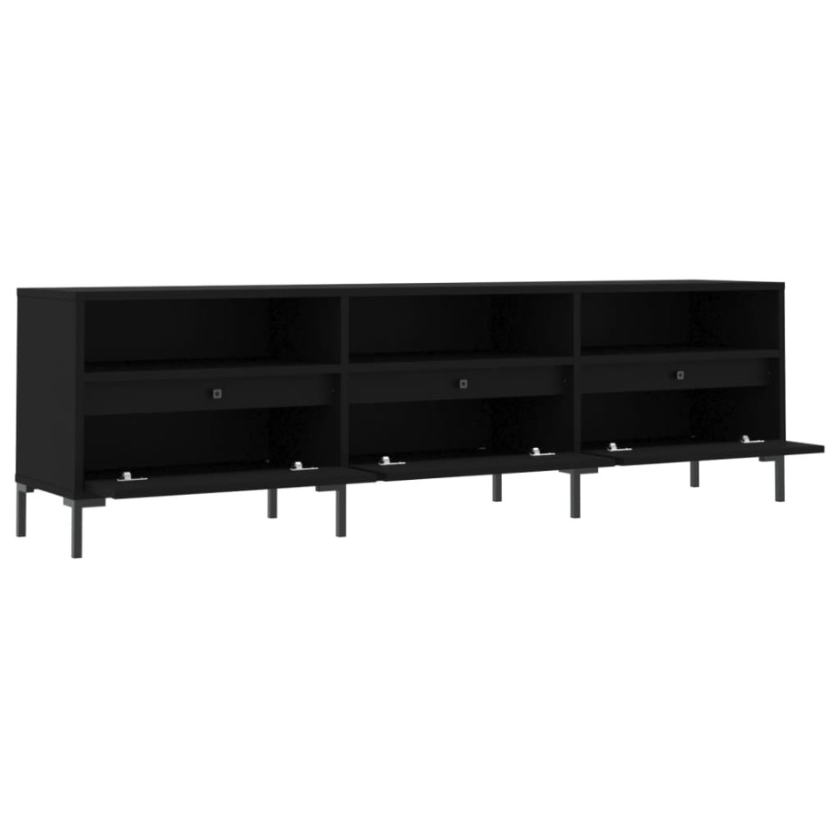Mueble de TV madera contrachapada negro 150x30x44,5