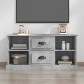 Mueble de TV madera contrachapada gris hormigón 99,5x35,5x48