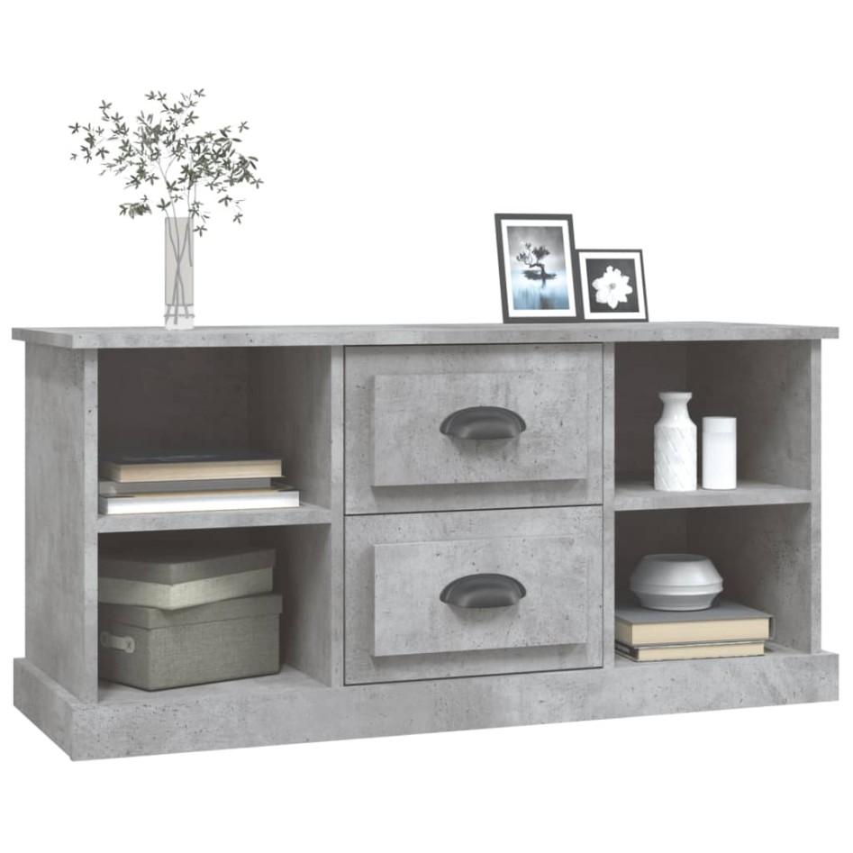 Mueble de TV madera contrachapada gris hormigón 99,5x35,5x48