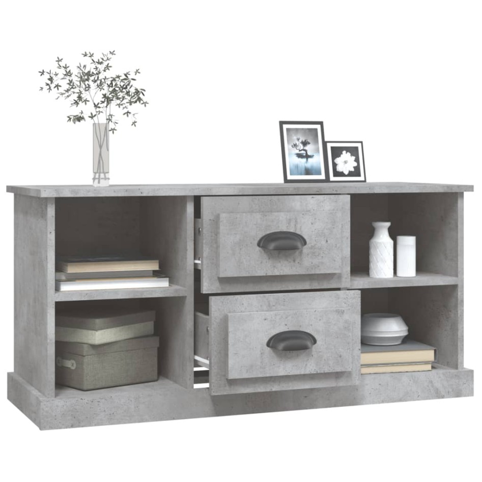 Mueble de TV madera contrachapada gris hormigón 99,5x35,5x48
