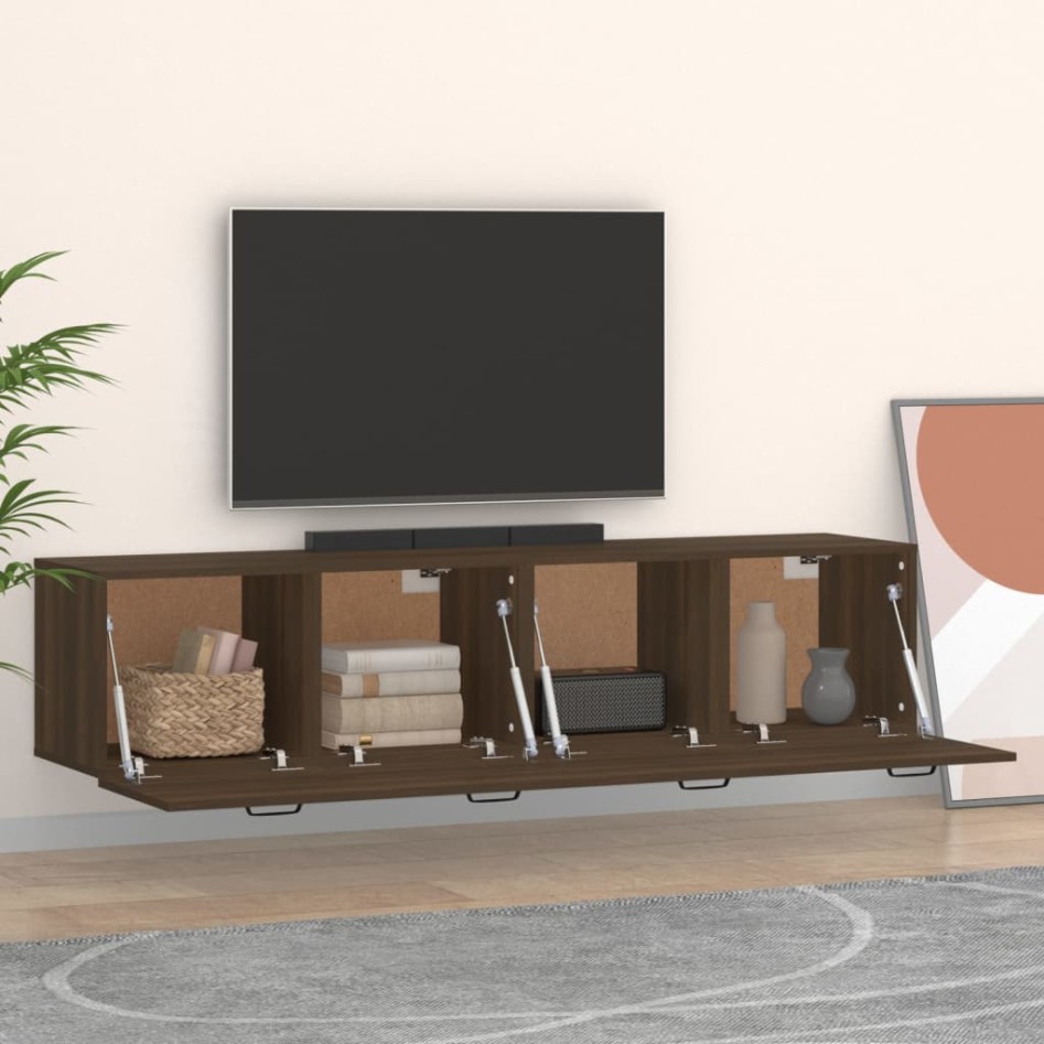 Armarios pared 2 uds contrachapada roble marrón