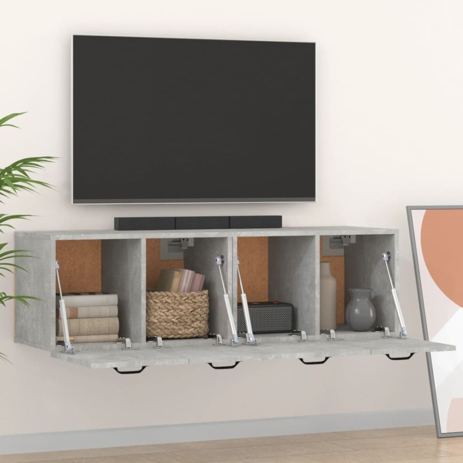 Armarios pared 2 uds contrachapada gris hormigón 80x35x36,5