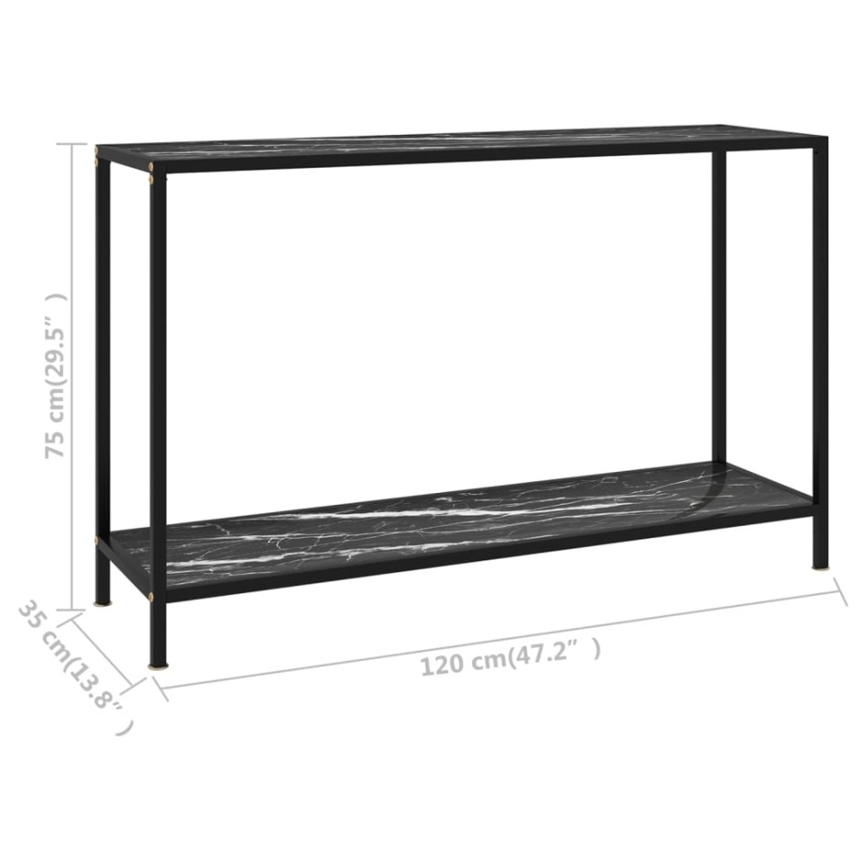 Mesa de consola negro vidrio templado 120x35x75