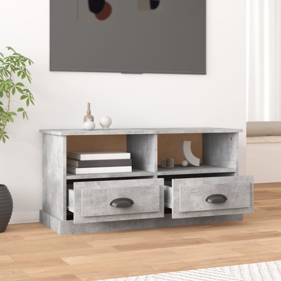 Mueble de TV madera contrachapada gris hormigón 93x35,5x45