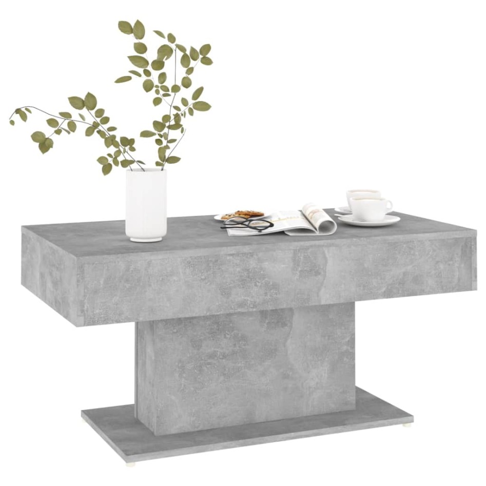 Mesa de centro madera contrachapada gris hormigón 96x50x45