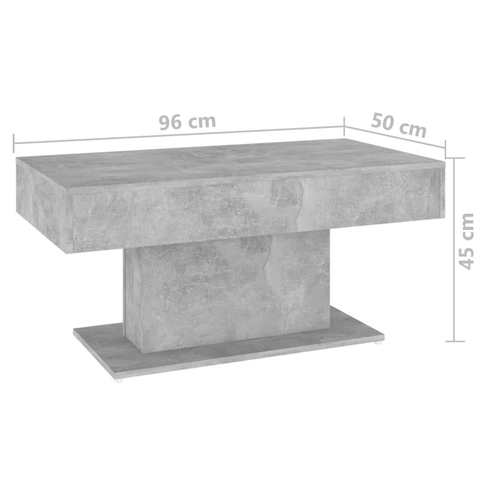 Mesa de centro madera contrachapada gris hormigón 96x50x45