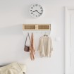 Perchero de pared madera contrachapada blanco y ratán natural
