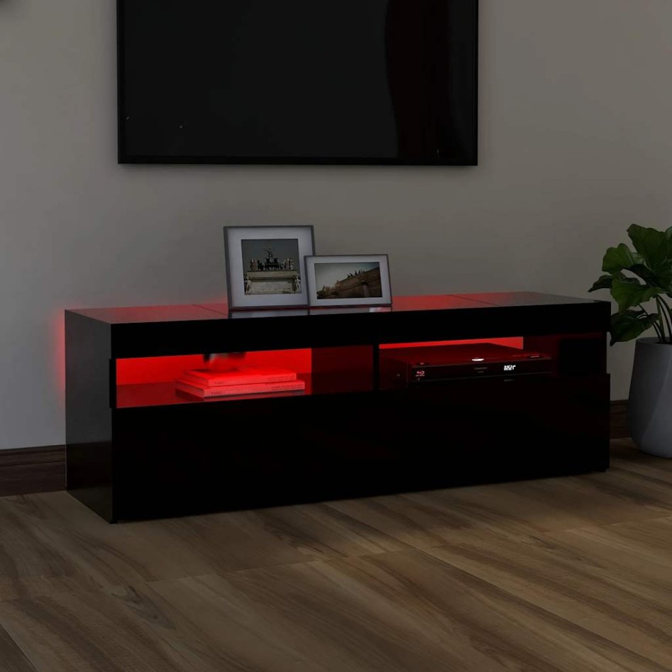 Mueble de TV con luces LED negro 120x35x40