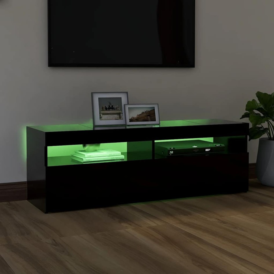 Mueble de TV con luces LED negro 120x35x40