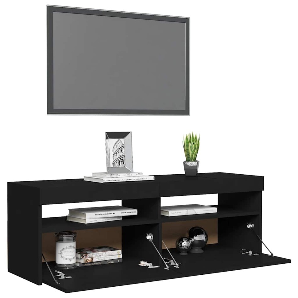 Mueble de TV con luces LED negro 120x35x40
