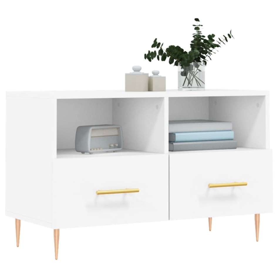 Mueble para TV madera contrachapada blanco 80x36x50