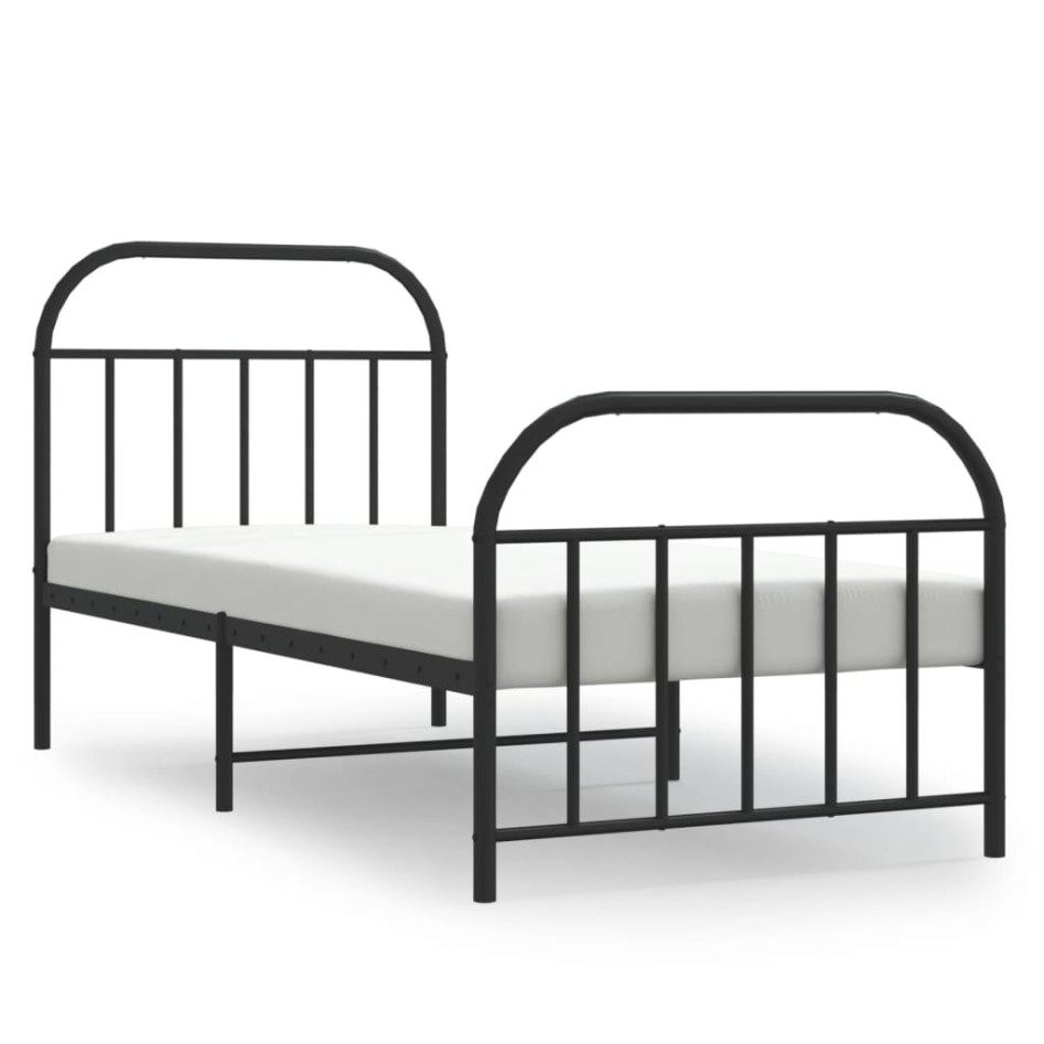Estructura cama sin colchón con estribo metal negro 90x190