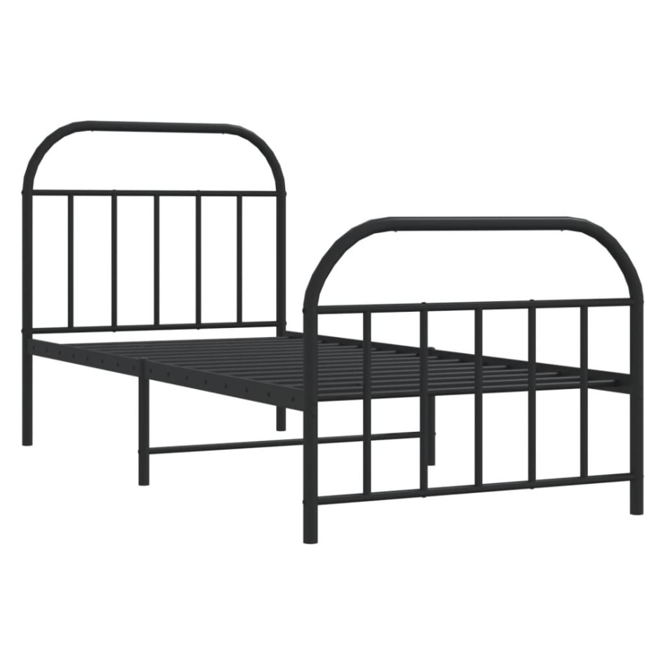 Estructura cama sin colchón con estribo metal negro 90x190