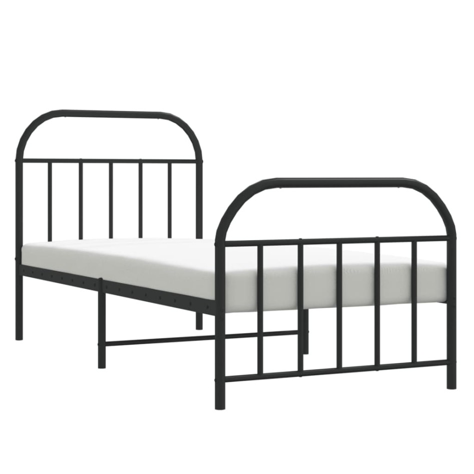 Estructura cama sin colchón con estribo metal negro 90x190