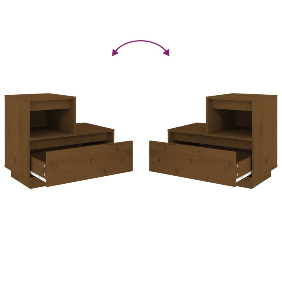 Mesitas de noche 2 uds madera de pino marrón miel 60x34x51