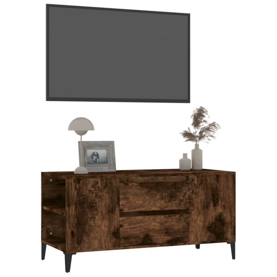 Mueble de TV madera contrachapada roble ahumado 102x44,5x50