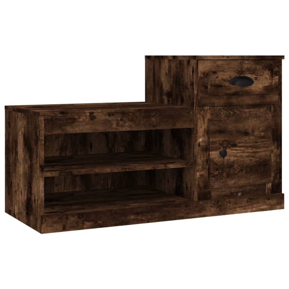 Mueble zapatero madera contrachapada roble ahumado 100x42x60