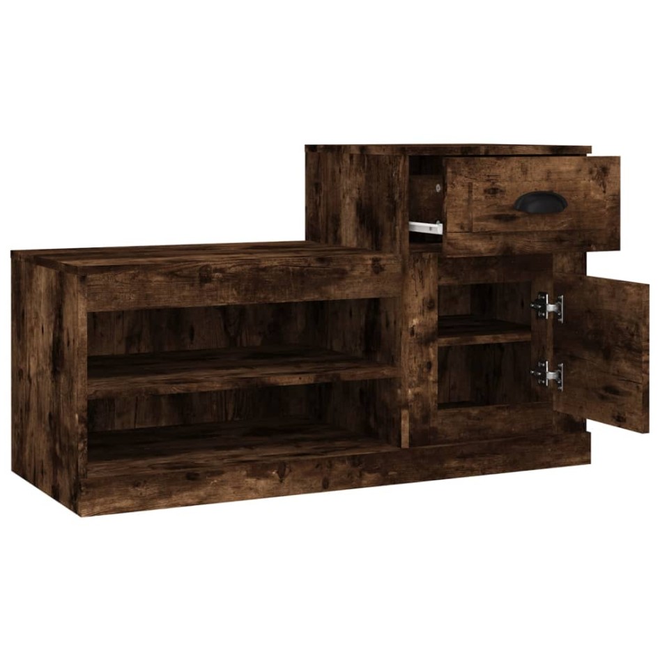 Mueble zapatero madera contrachapada roble ahumado 100x42x60