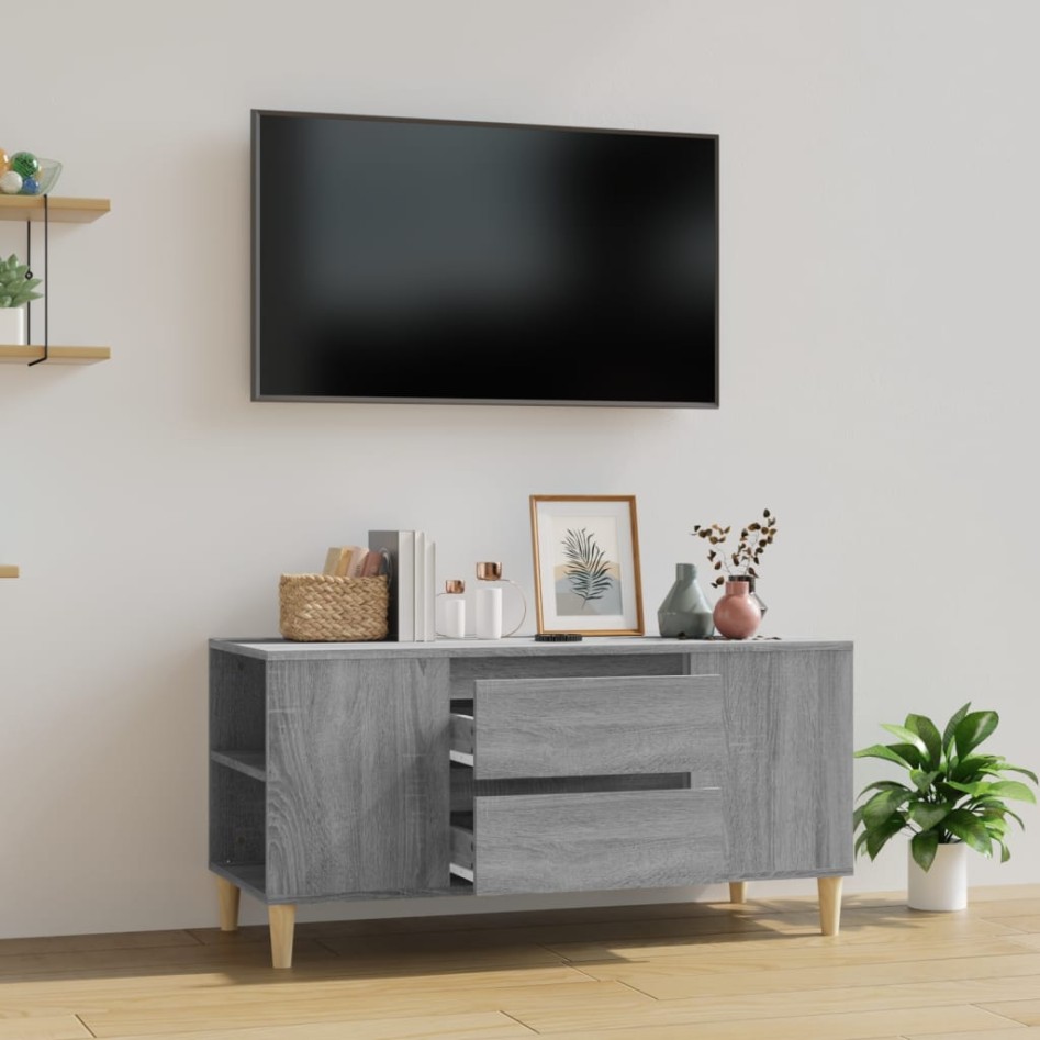Mueble de TV madera contrachapada gris Sonoma 102x44,5x50