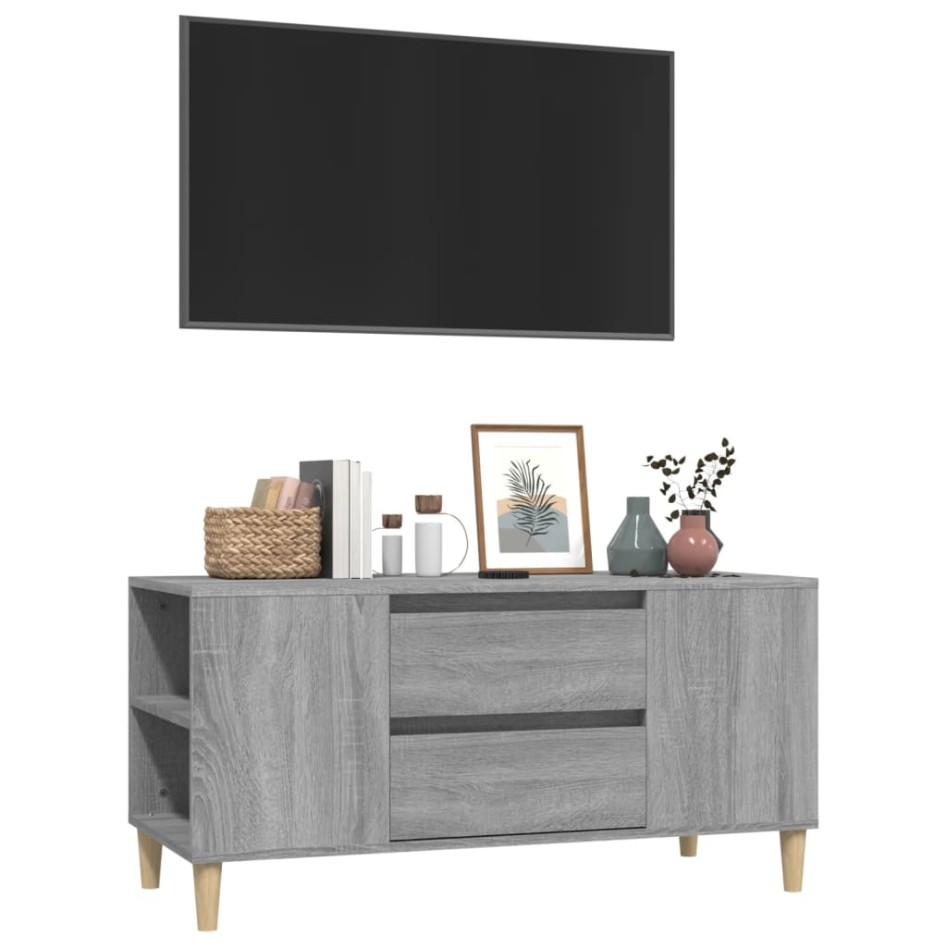 Mueble de TV madera contrachapada gris Sonoma 102x44,5x50