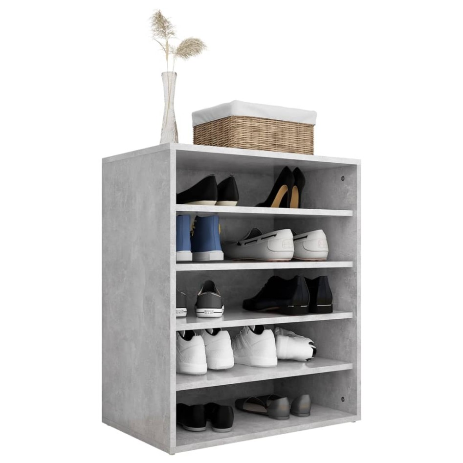 Mueble zapatero madera contrachapada gris hormigón 60x35x70