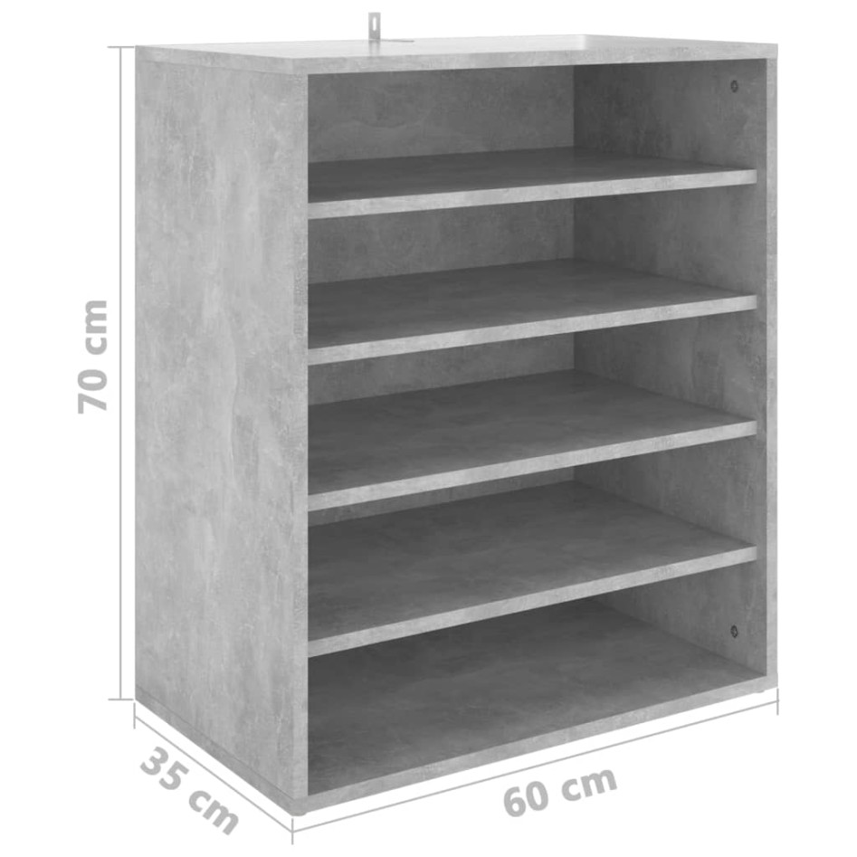 Mueble zapatero madera contrachapada gris hormigón 60x35x70