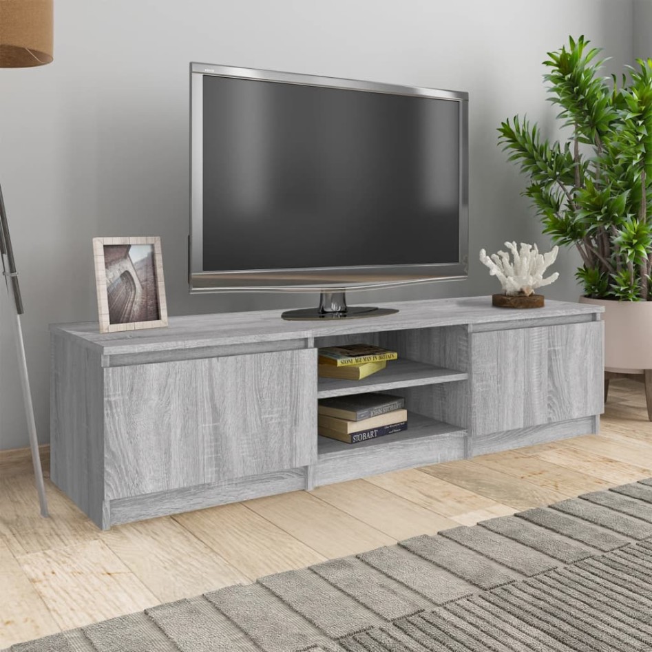 Mueble de TV madera contrachapada gris Sonoma 140x40x35,5
