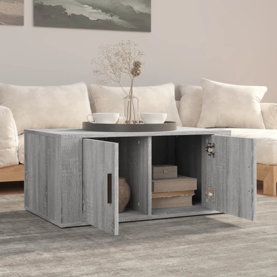 Mesa de centro madera contrachapada gris Sonoma 80x50x36