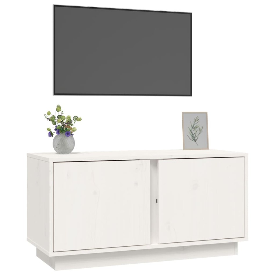 Mueble de TV madera maciza de pino blanco 80x35x40,5