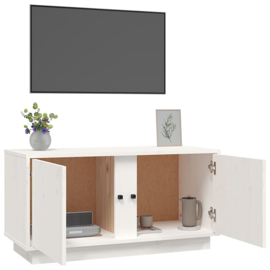 Mueble de TV madera maciza de pino blanco 80x35x40,5