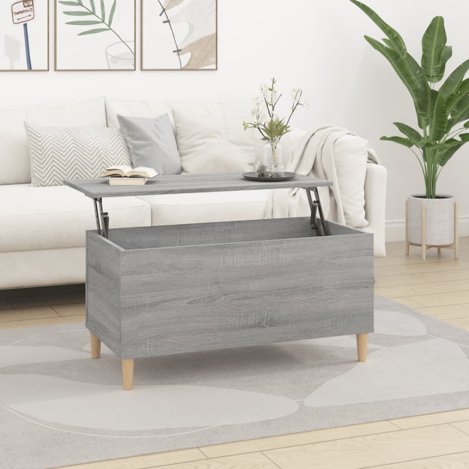 Mesa de centro madera contrachapada gris Sonoma 90x44,5x45