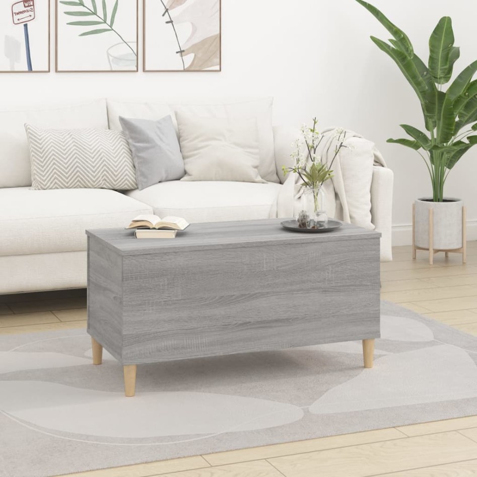 Mesa de centro madera contrachapada gris Sonoma 90x44,5x45