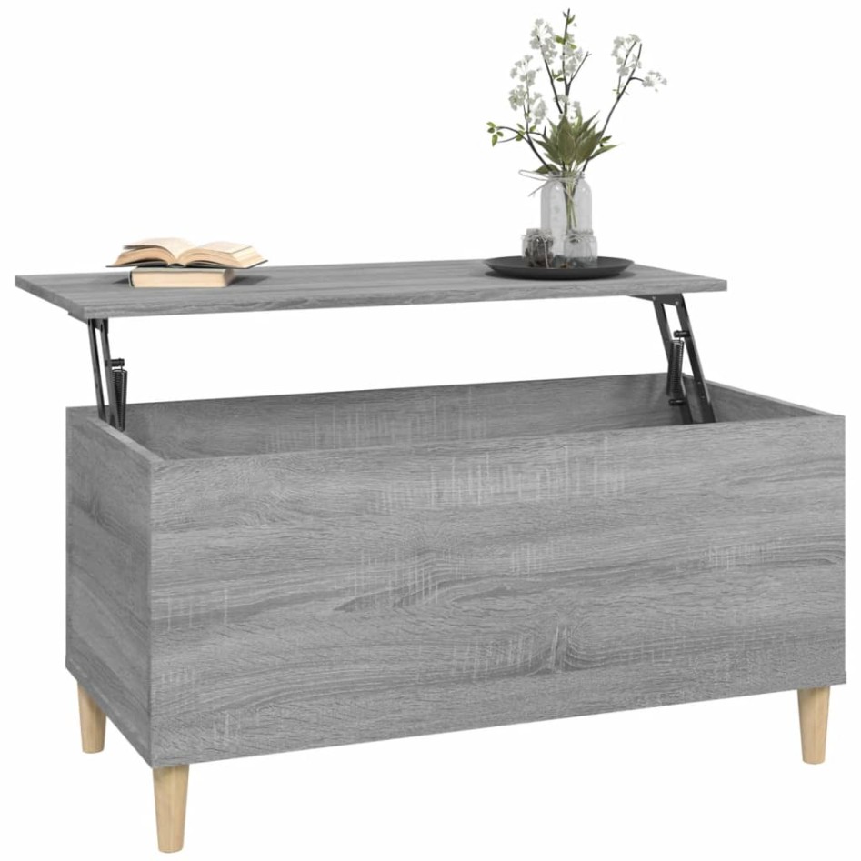 Mesa de centro madera contrachapada gris Sonoma 90x44,5x45